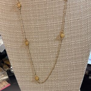 Ann Taylor Gold-Tone Long Station Necklace with Cream Discs